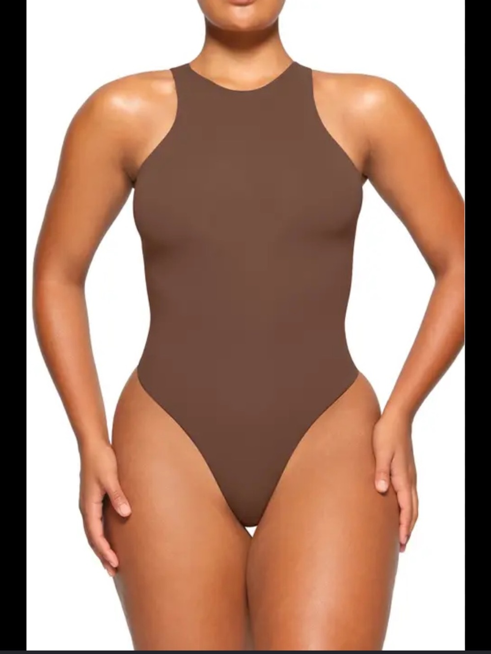 SKIMS Brown High-Neck Shaping One-Piece Bodysuit
